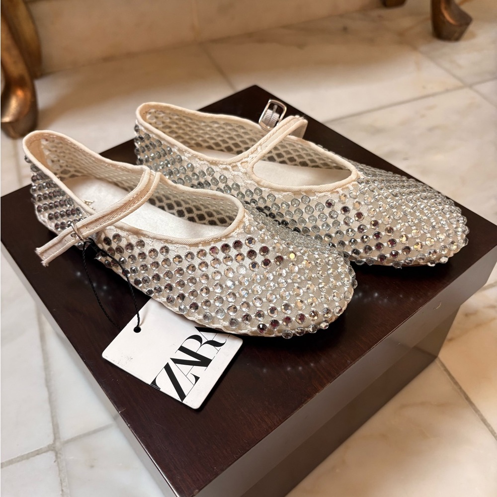 Zara Kids Silver Rhinestone Dress Shoes